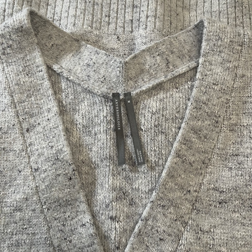 Anthropologie Gray Marled Sweater Vest Women's M Button Front Wool Blend - Picture 3 of 8